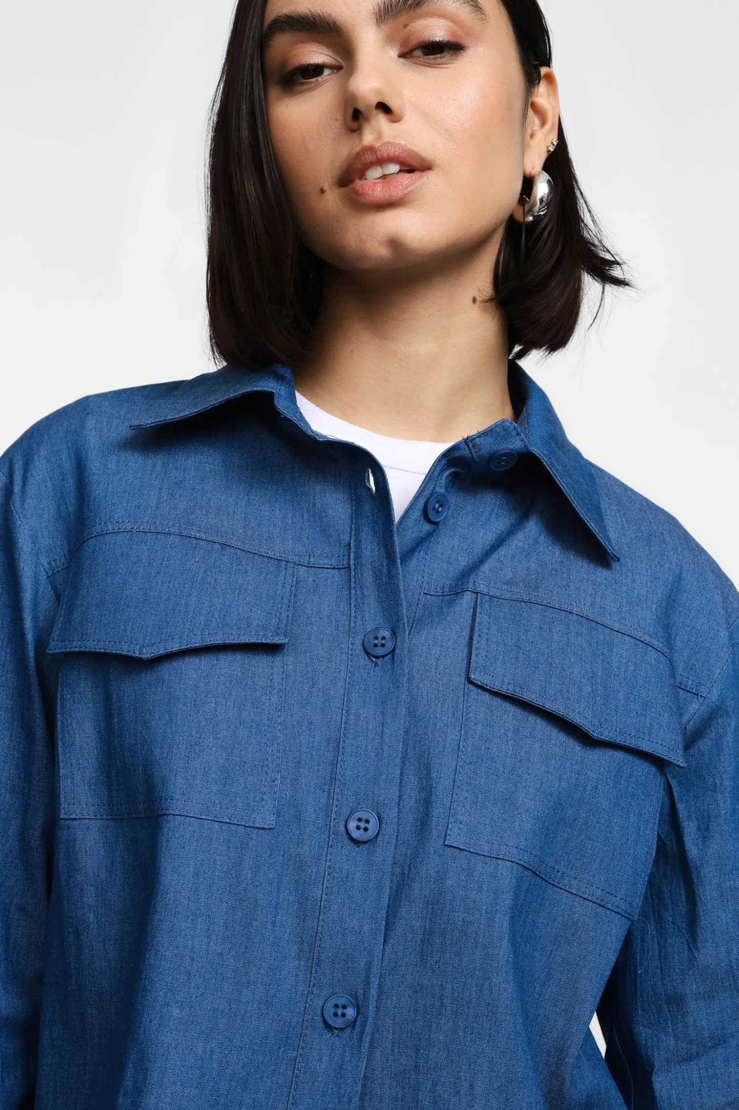 Giubbotto camicia effetto denim