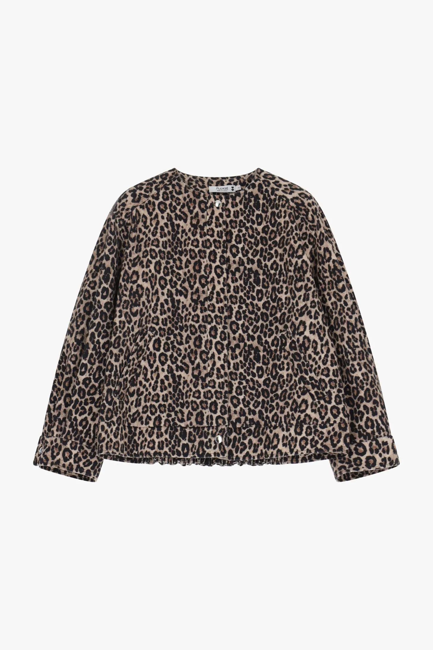 Giubbotto denim animalier con girocollo