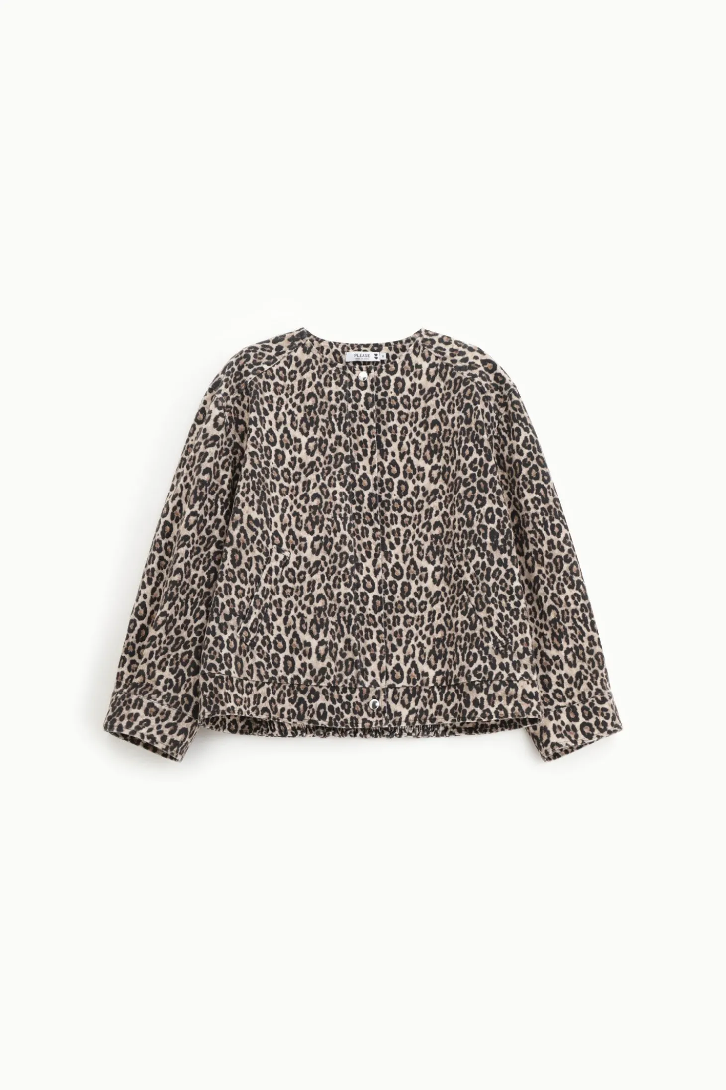 Giubbotto denim animalier con girocollo