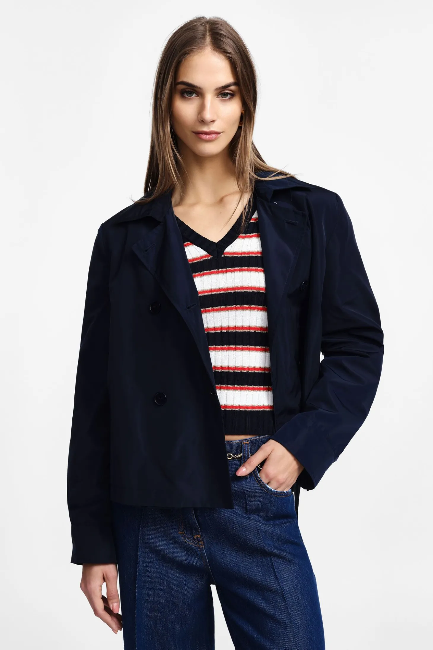 Giubbotto stile trench con chiusura doppiopetto