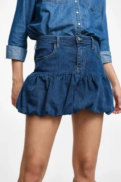 Gonna corta in denim a palloncino