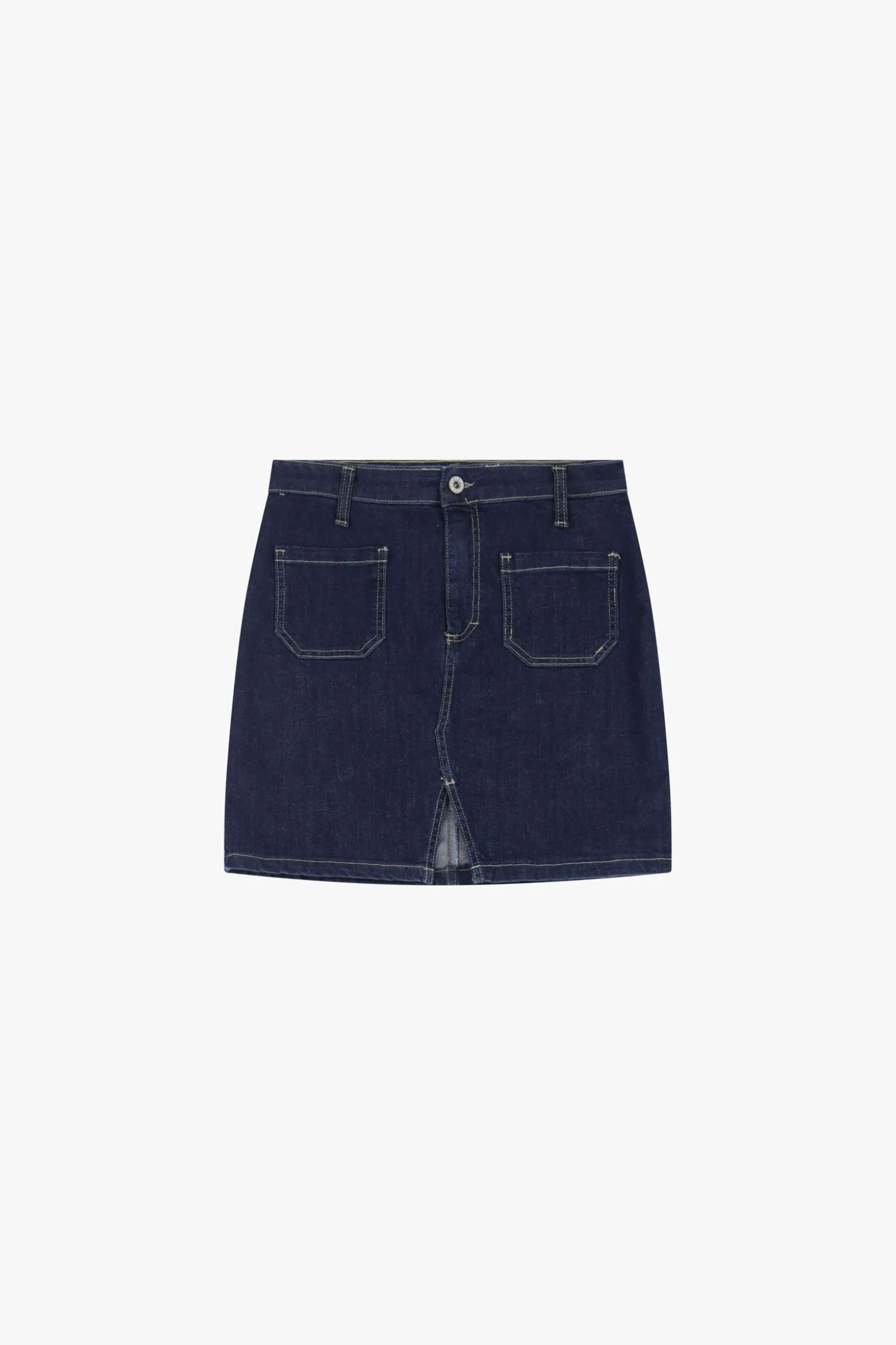 Gonna corta in denim con spacco