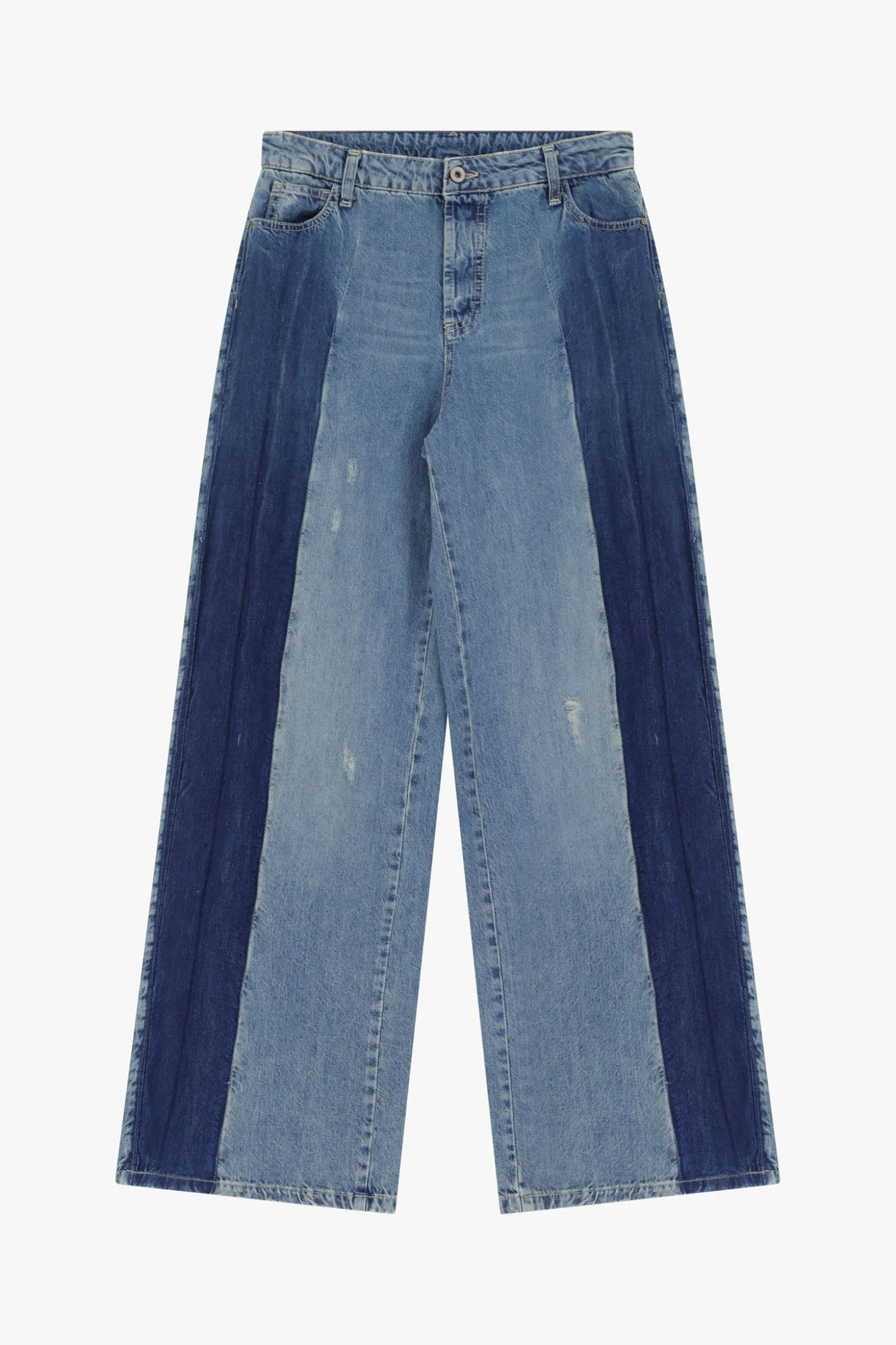 Jeans a gamba larga con design combinato
