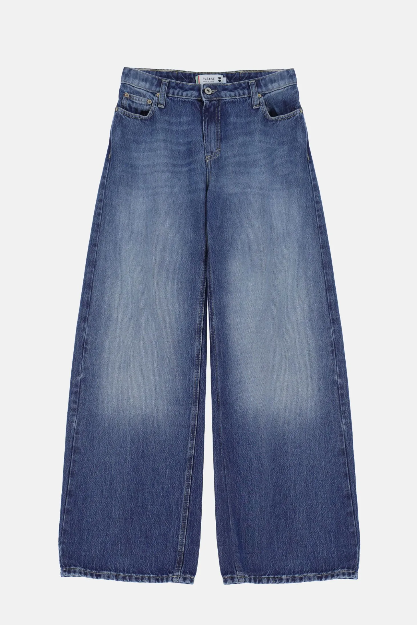 Jeans a gamba larga con lavaggio