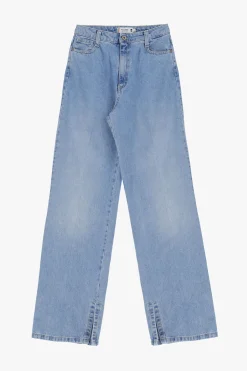 Jeans a gamba larga con spacchi