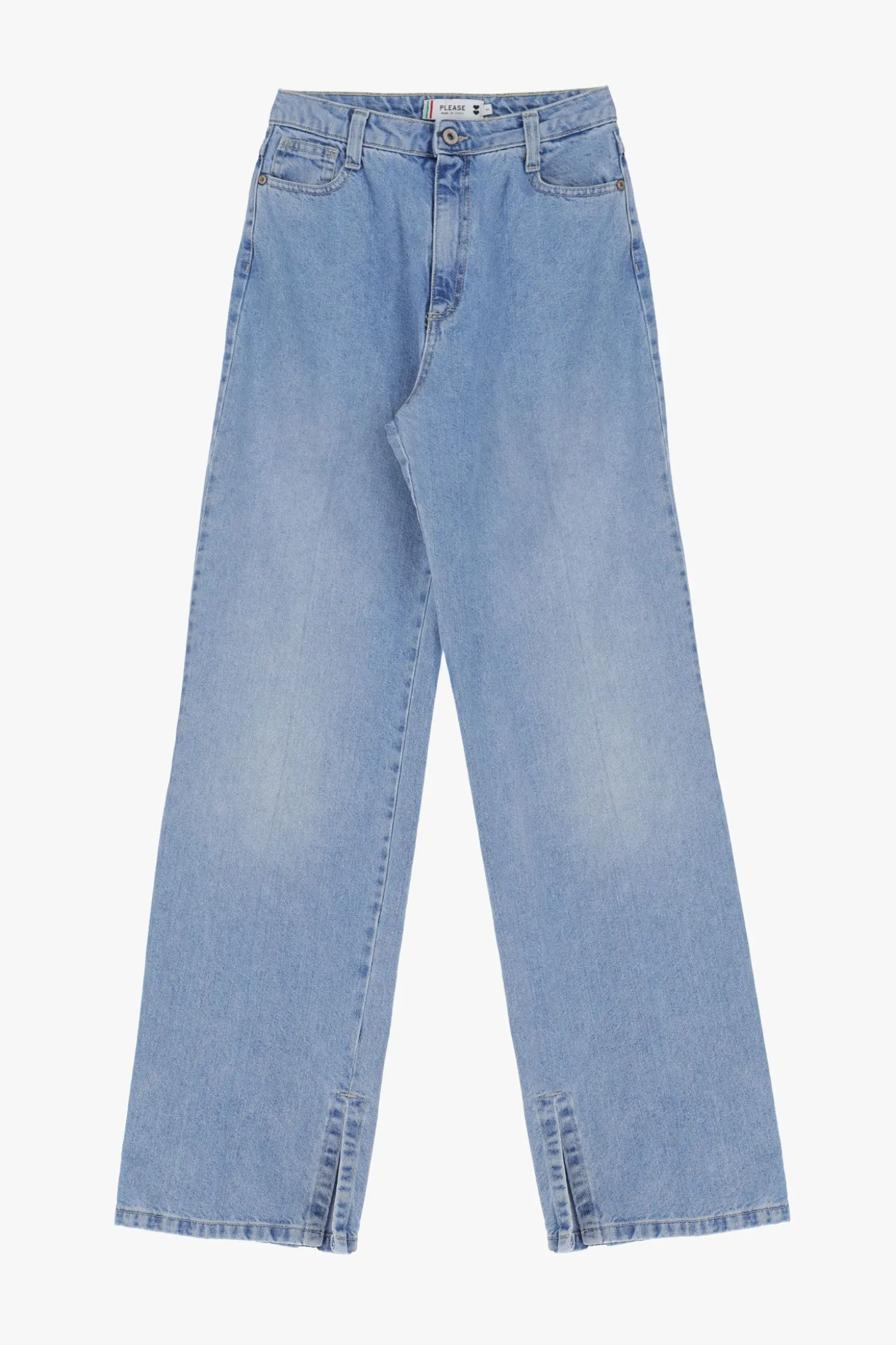 Jeans a gamba larga con spacchi