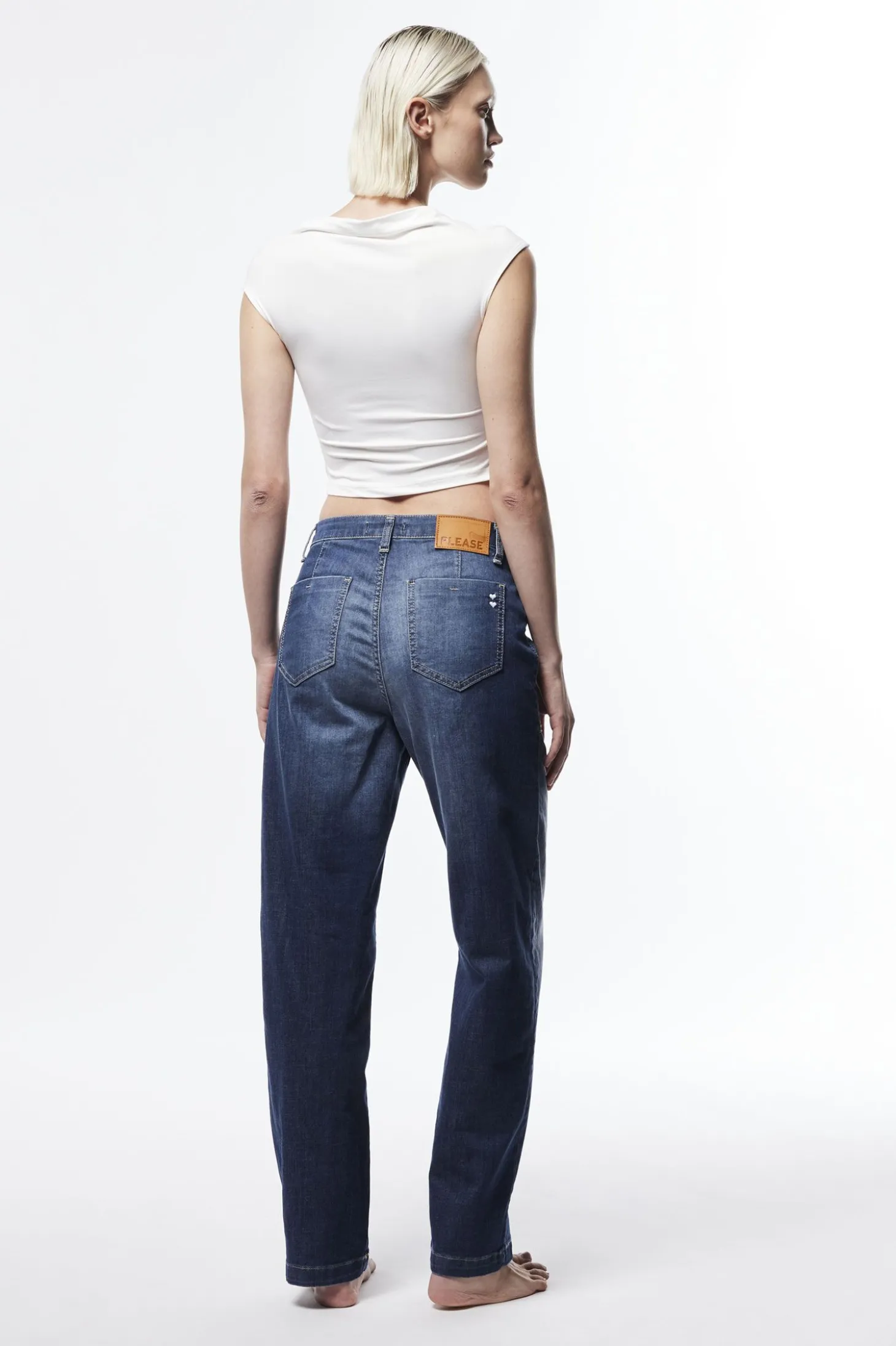 Jeans a gamba larga con tasche