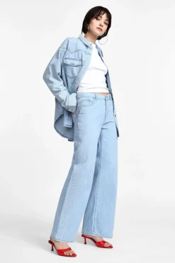Jeans a gamba larga con vita media