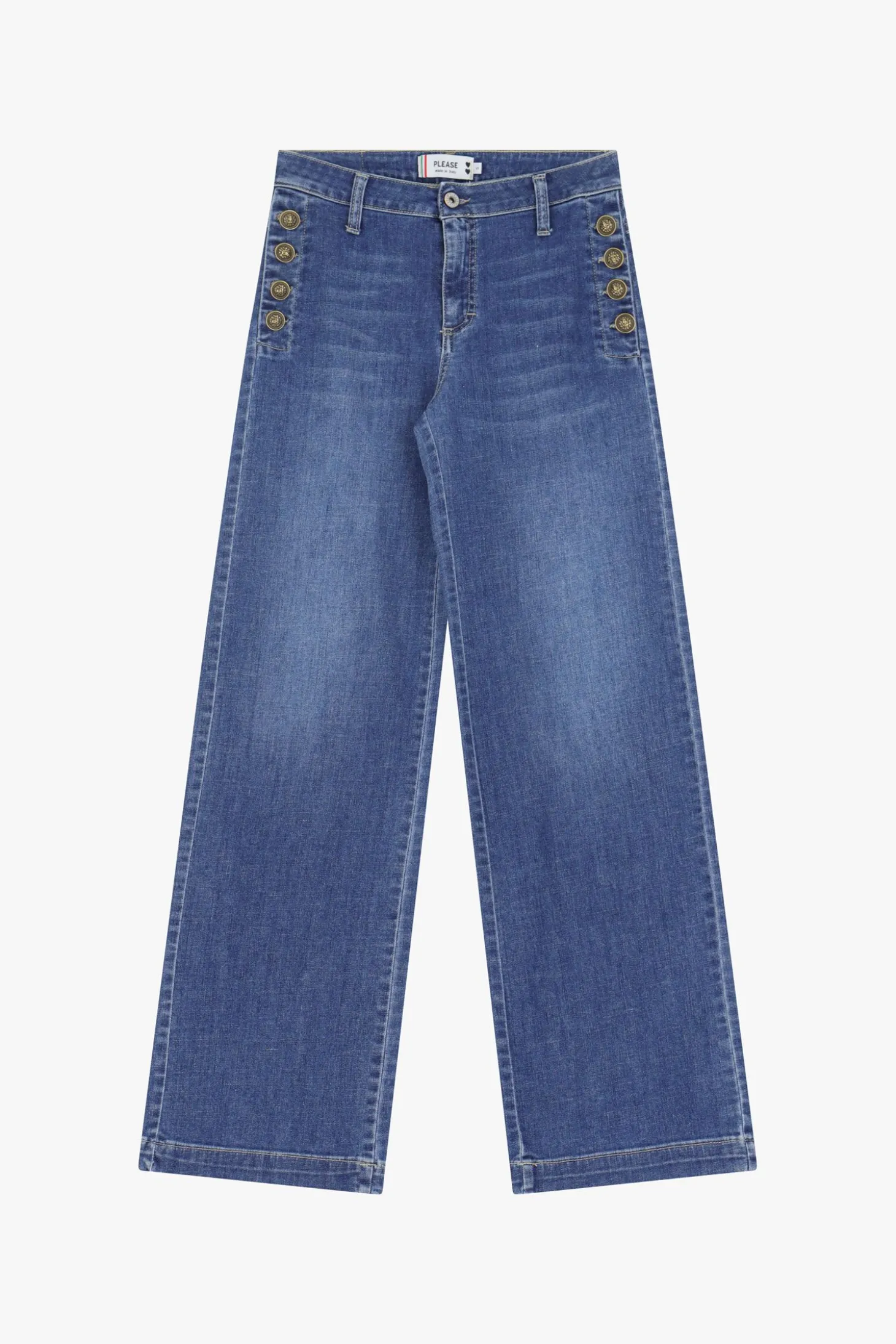 Jeans a zampa con bottoni laterali