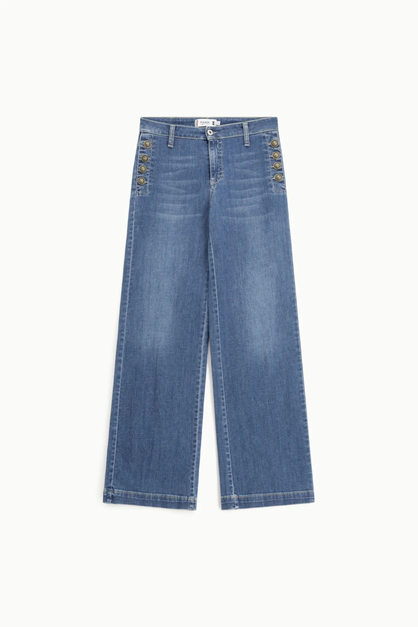 Jeans a zampa con bottoni laterali