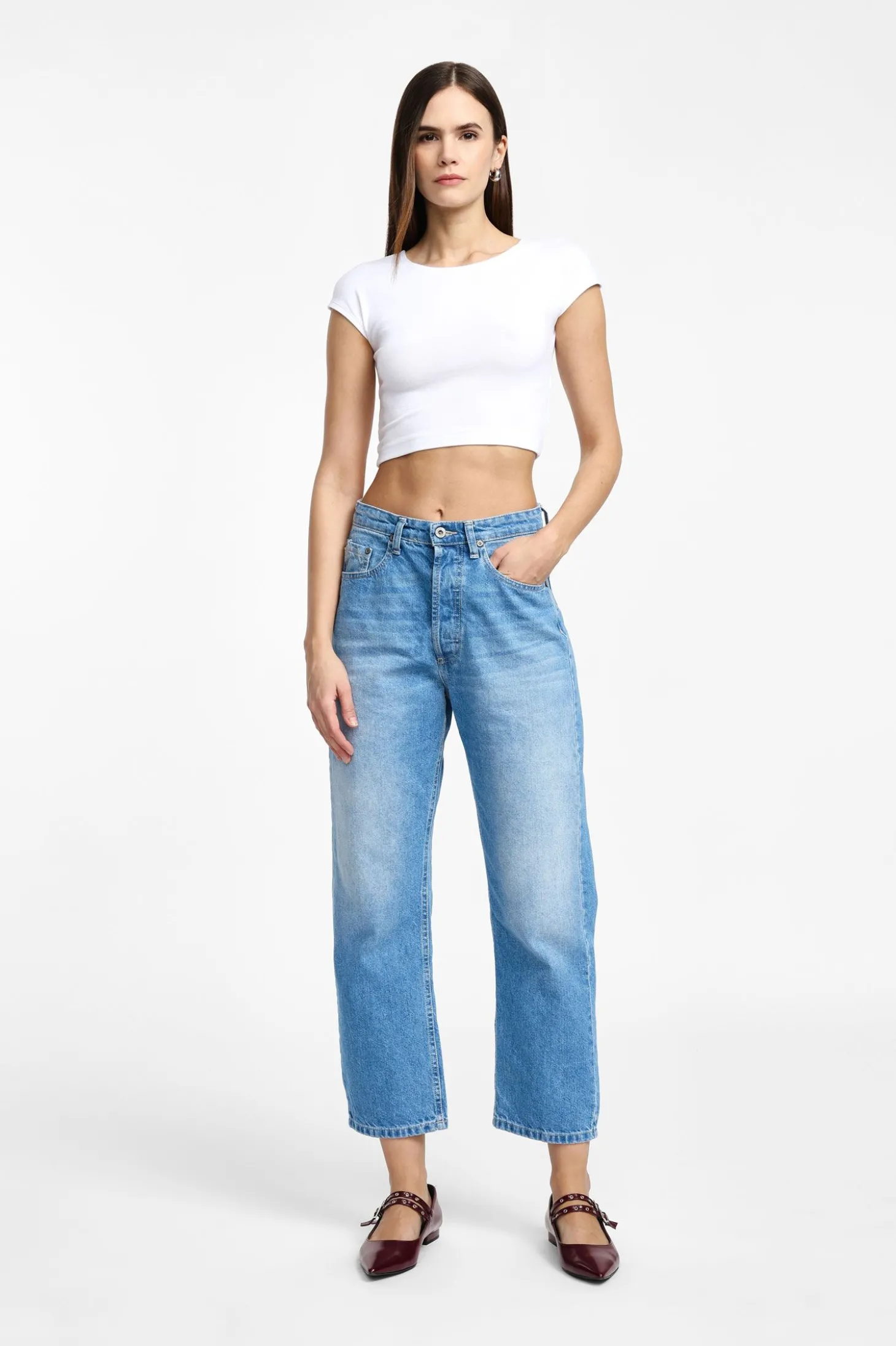Jeans mom-fit vita alta