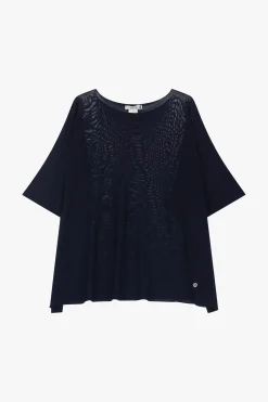 Maglia oversize monocolour con maniche corte risvoltate