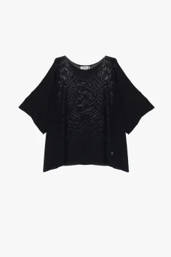 Maglia oversize monocolour con maniche corte risvoltate