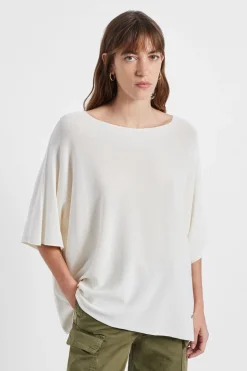 Maglia oversize monocolour con maniche corte risvoltate