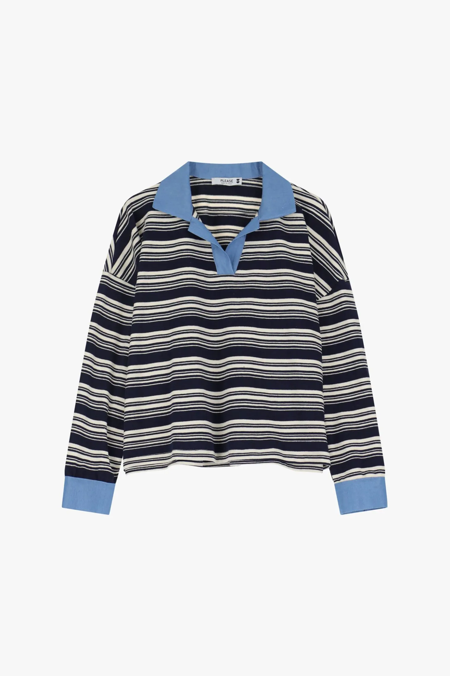 Maglione a righe collo polo