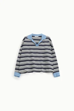 Maglione a righe collo polo