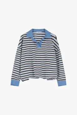 Maglione a righe collo polo
