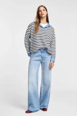 Maglione a righe collo polo