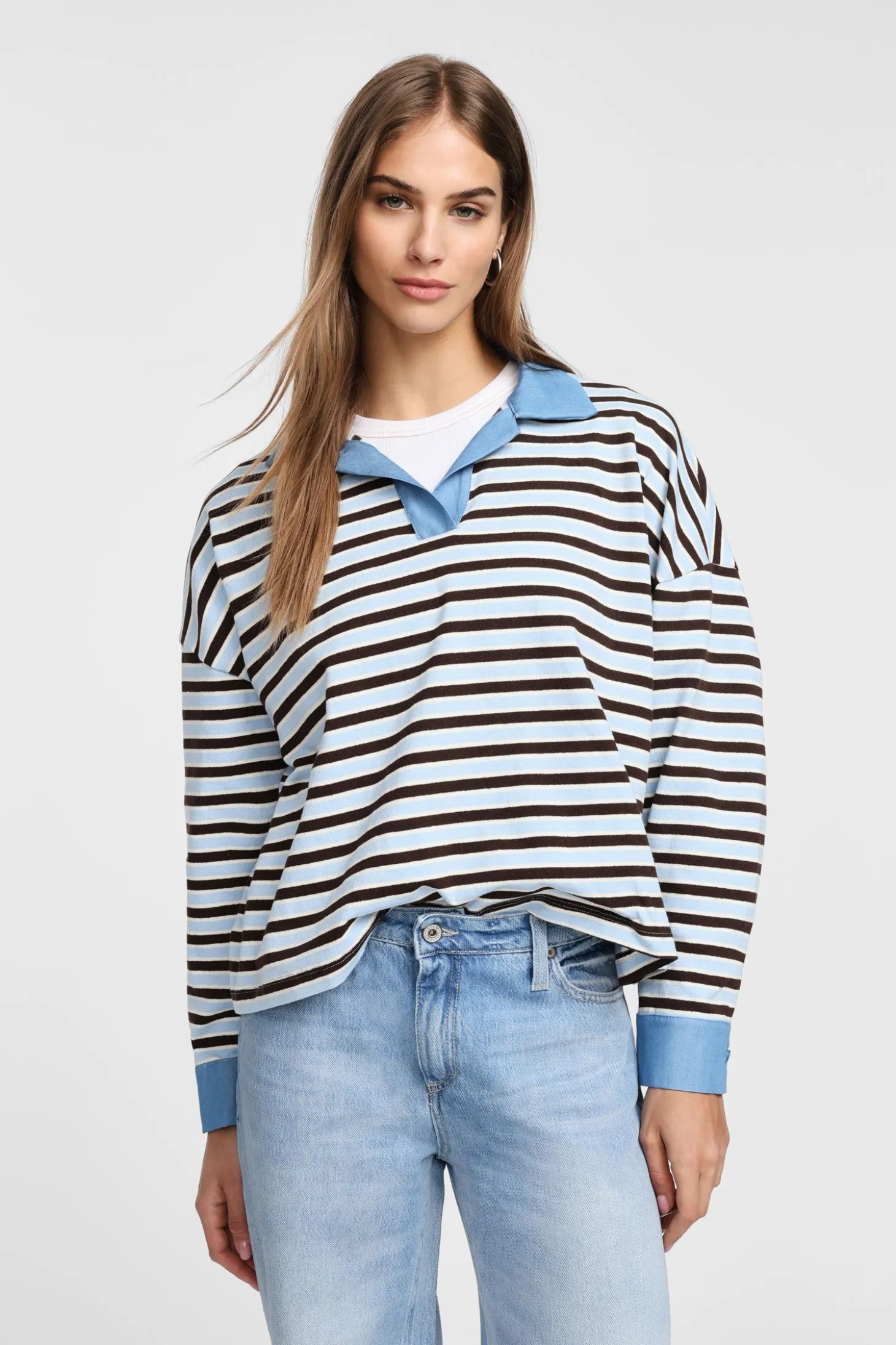 Maglione a righe collo polo