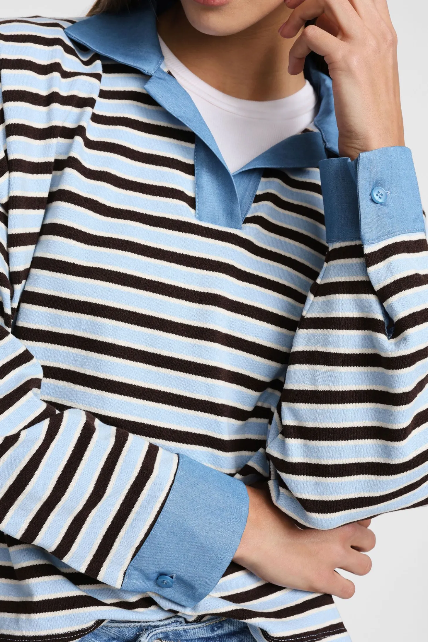 Maglione a righe collo polo