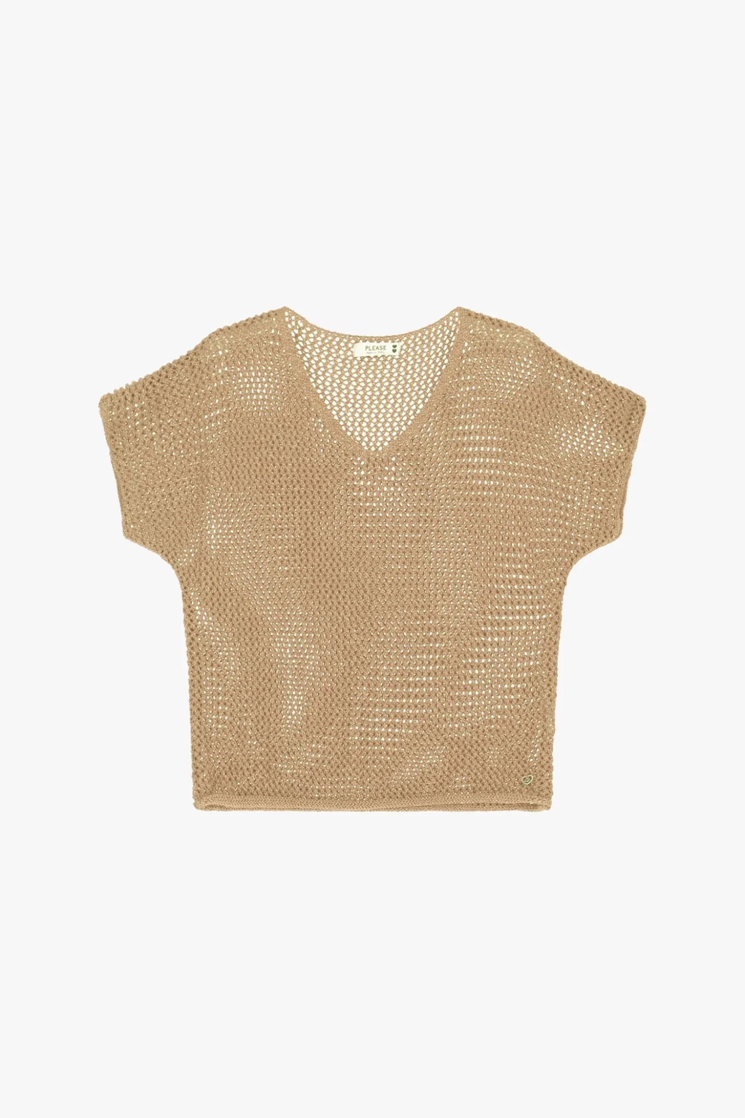 Maglione corto traforato con maniche corte