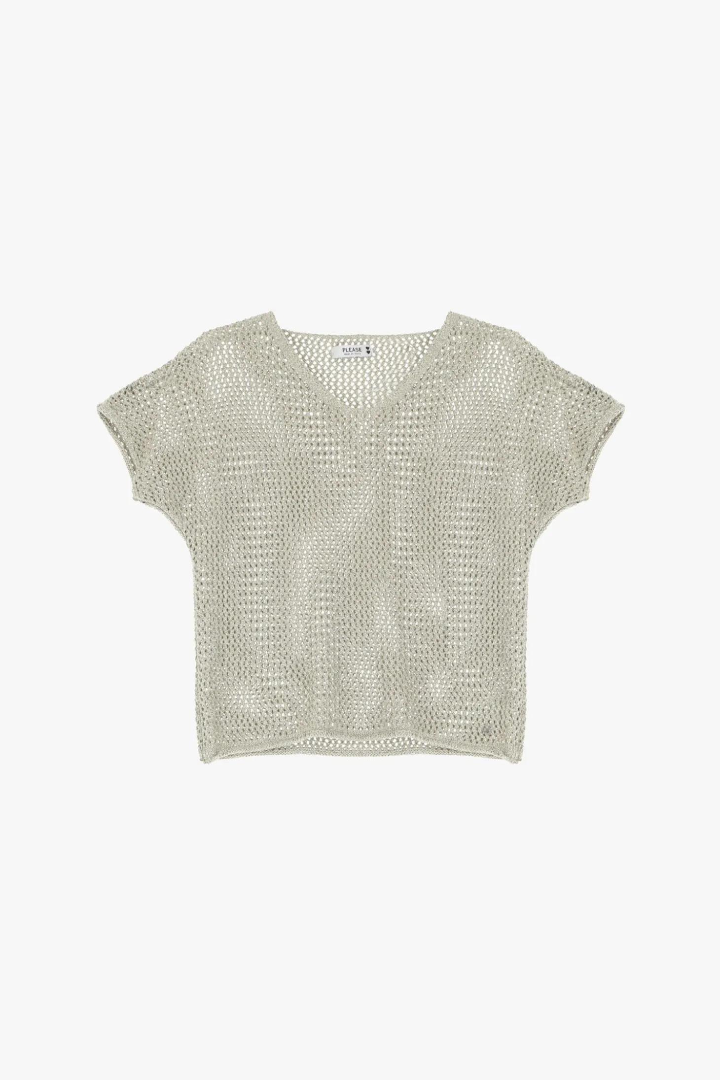 Maglione corto traforato con maniche corte