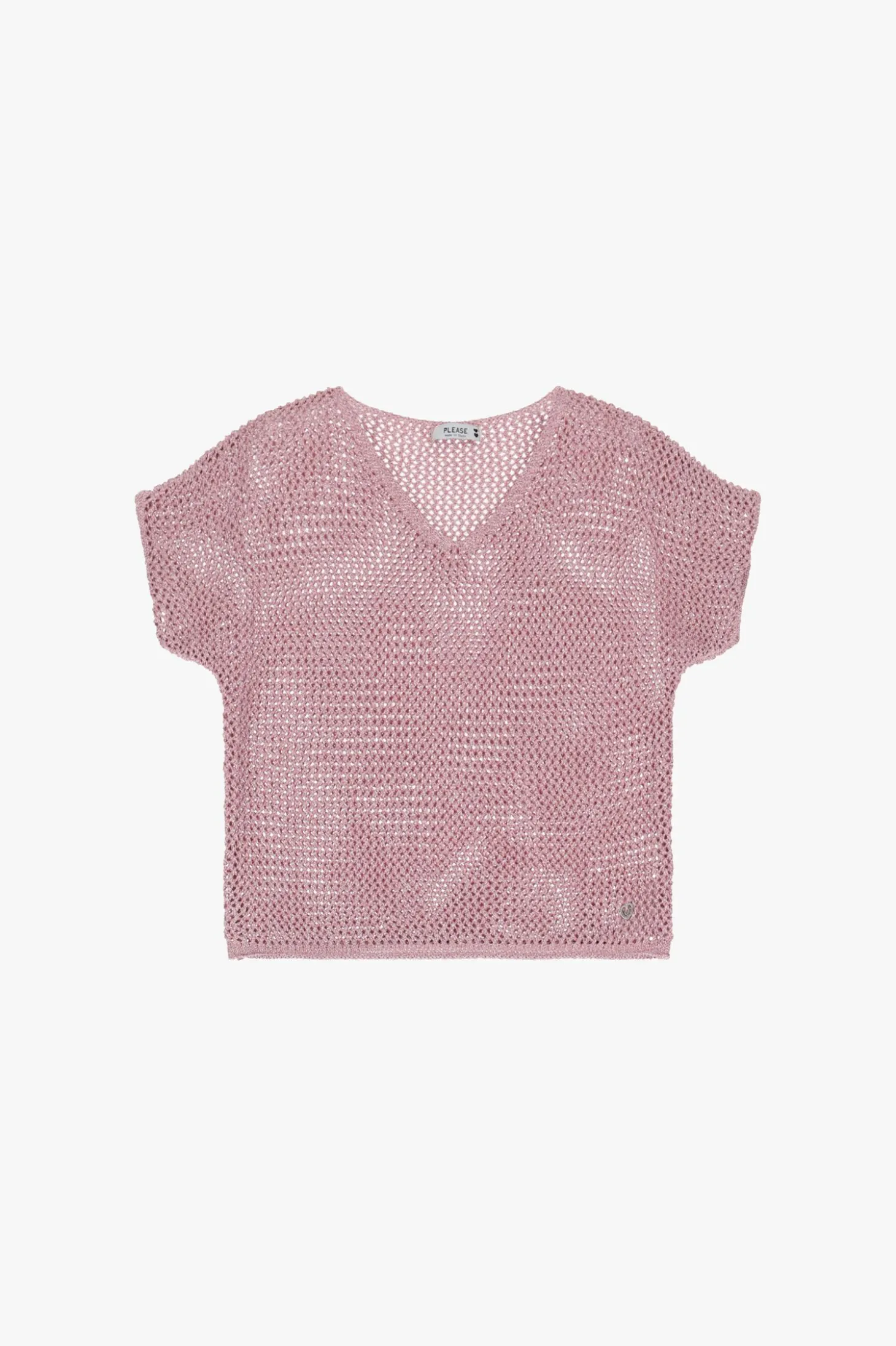 Maglione corto traforato con maniche corte