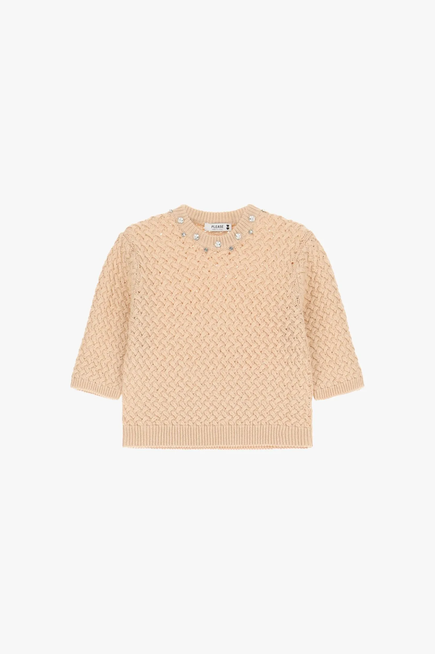 Maglione intrecciato maniche al gomito
