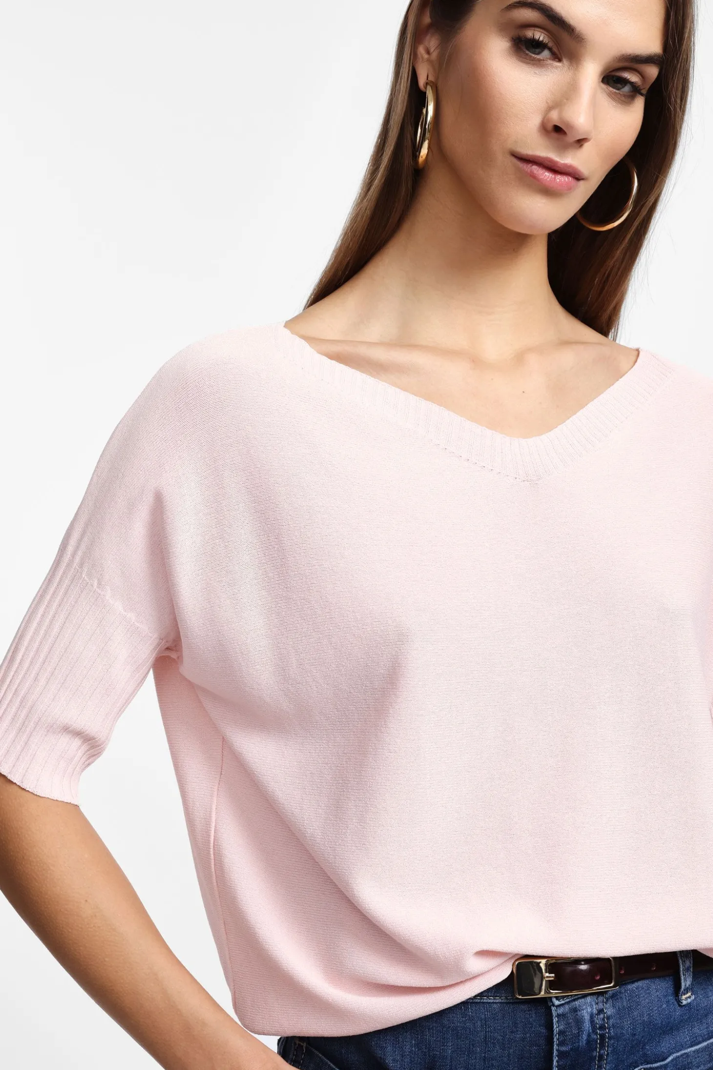 Maglione scollo a v mezze maniche