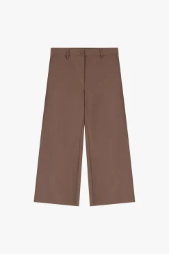 Pantaloni a gamba larga cropped in similpelle