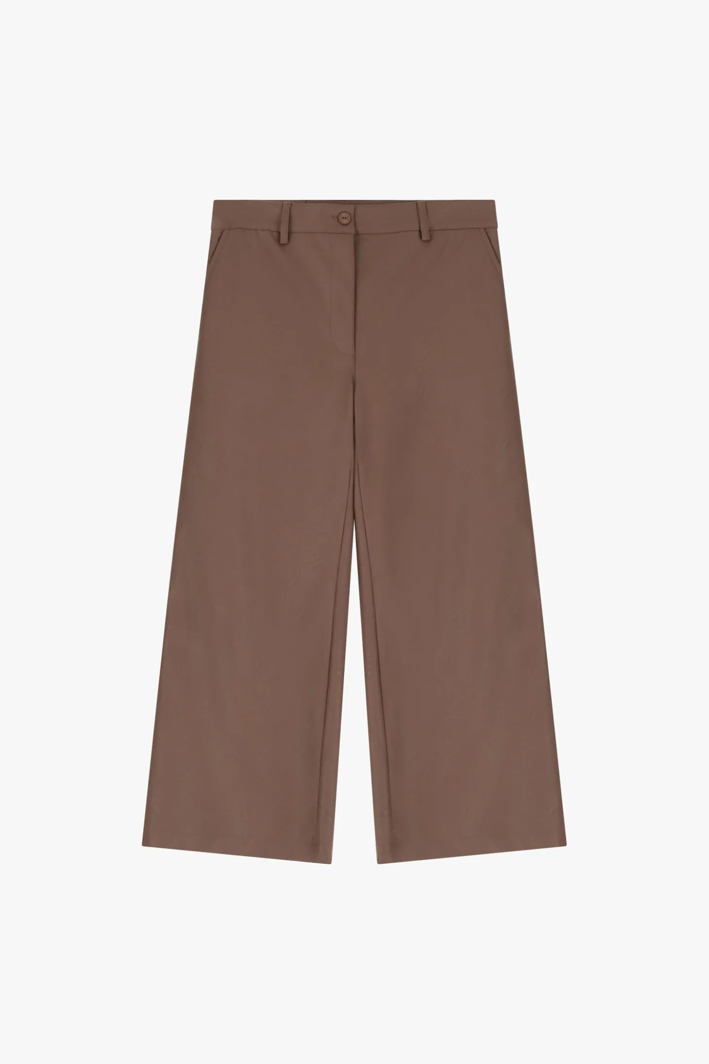 Pantaloni a gamba larga cropped in similpelle