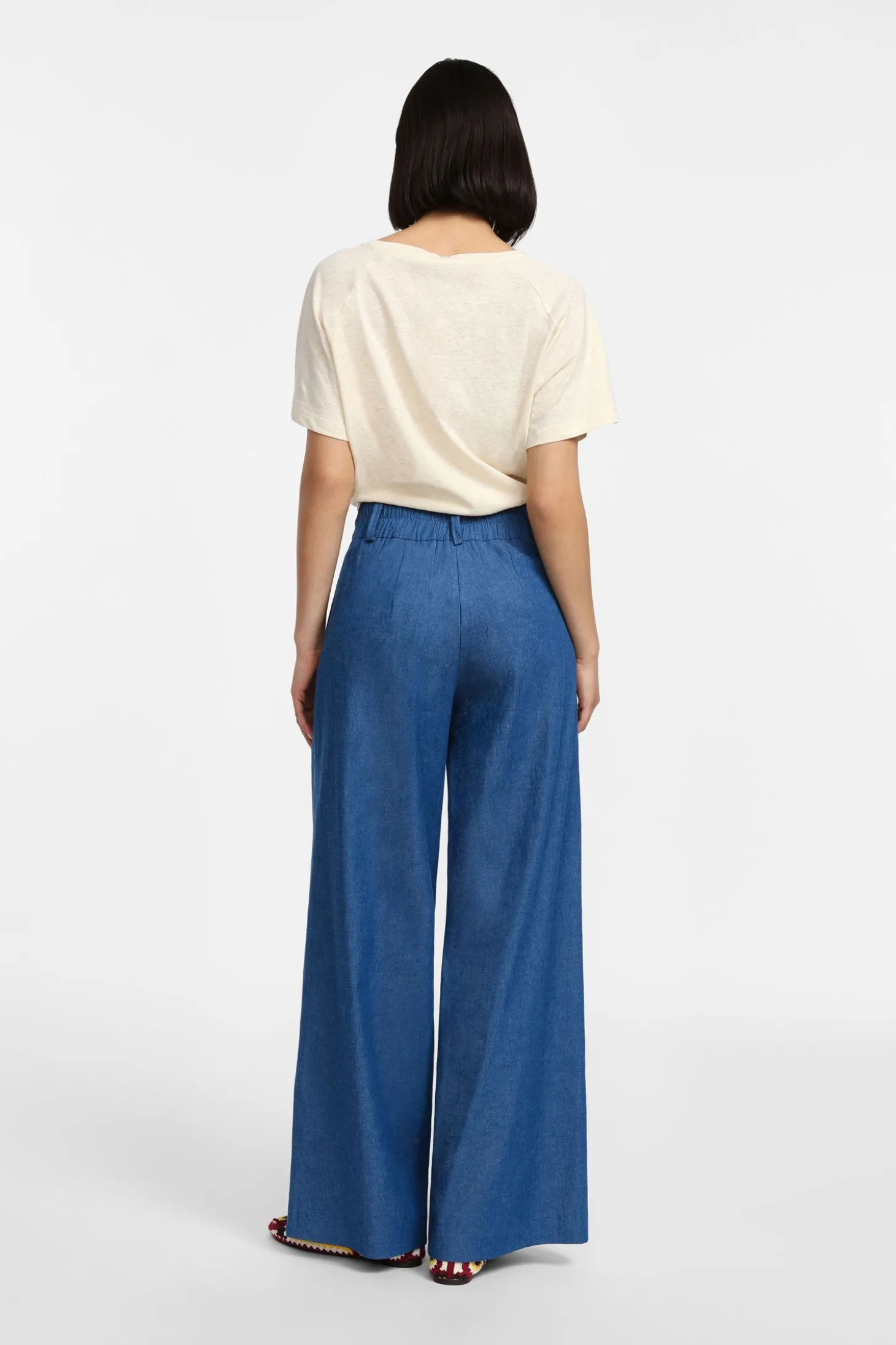 Pantaloni a gamba larga effetto denim