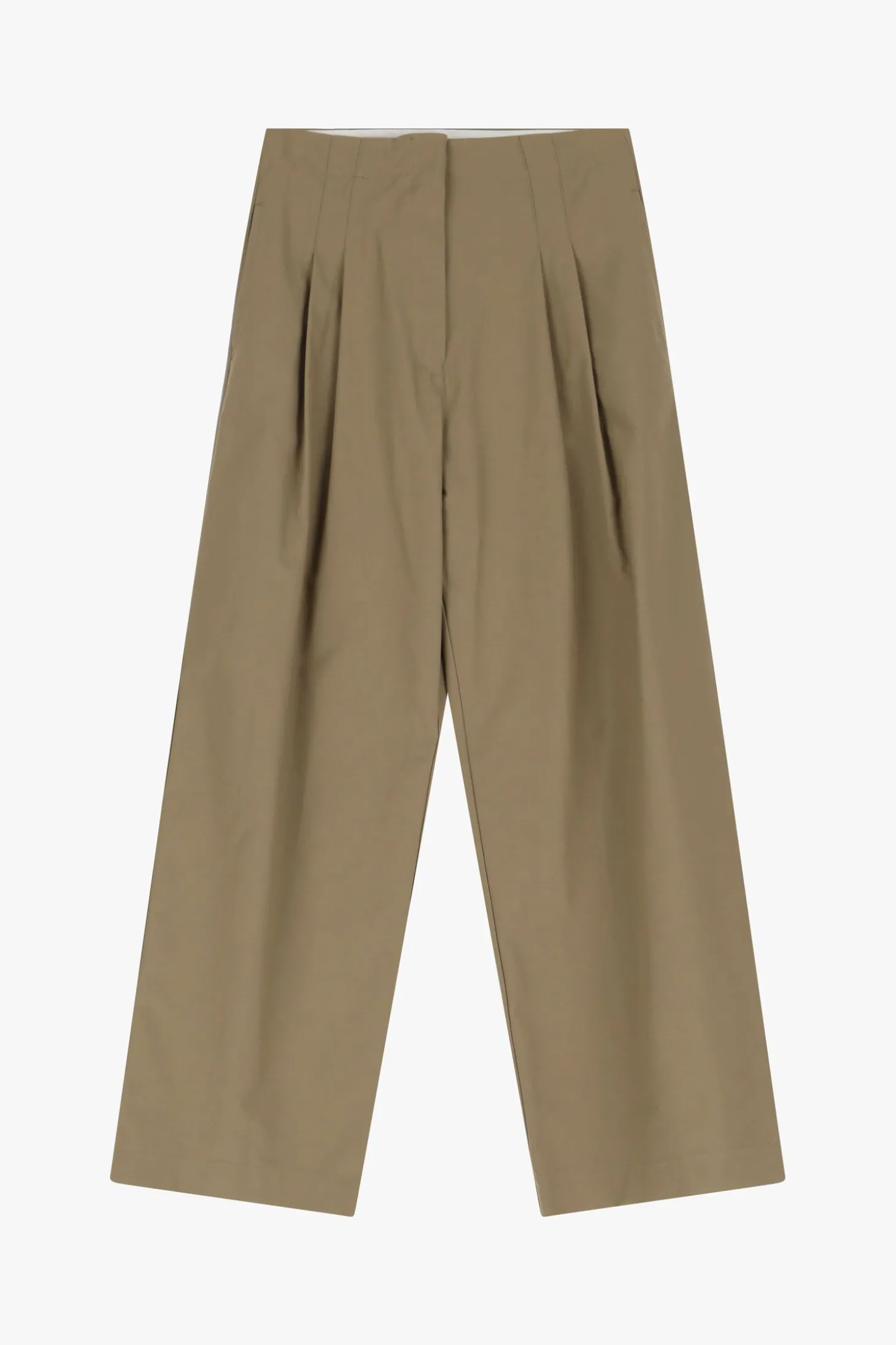 Pantaloni a gamba larga e vita media con pinces