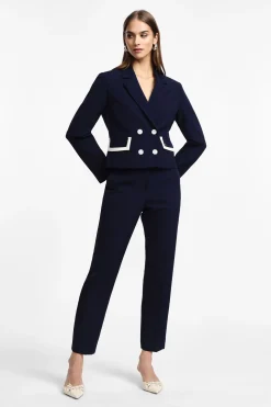 Pantaloni a sigaretta con righe a contrasto