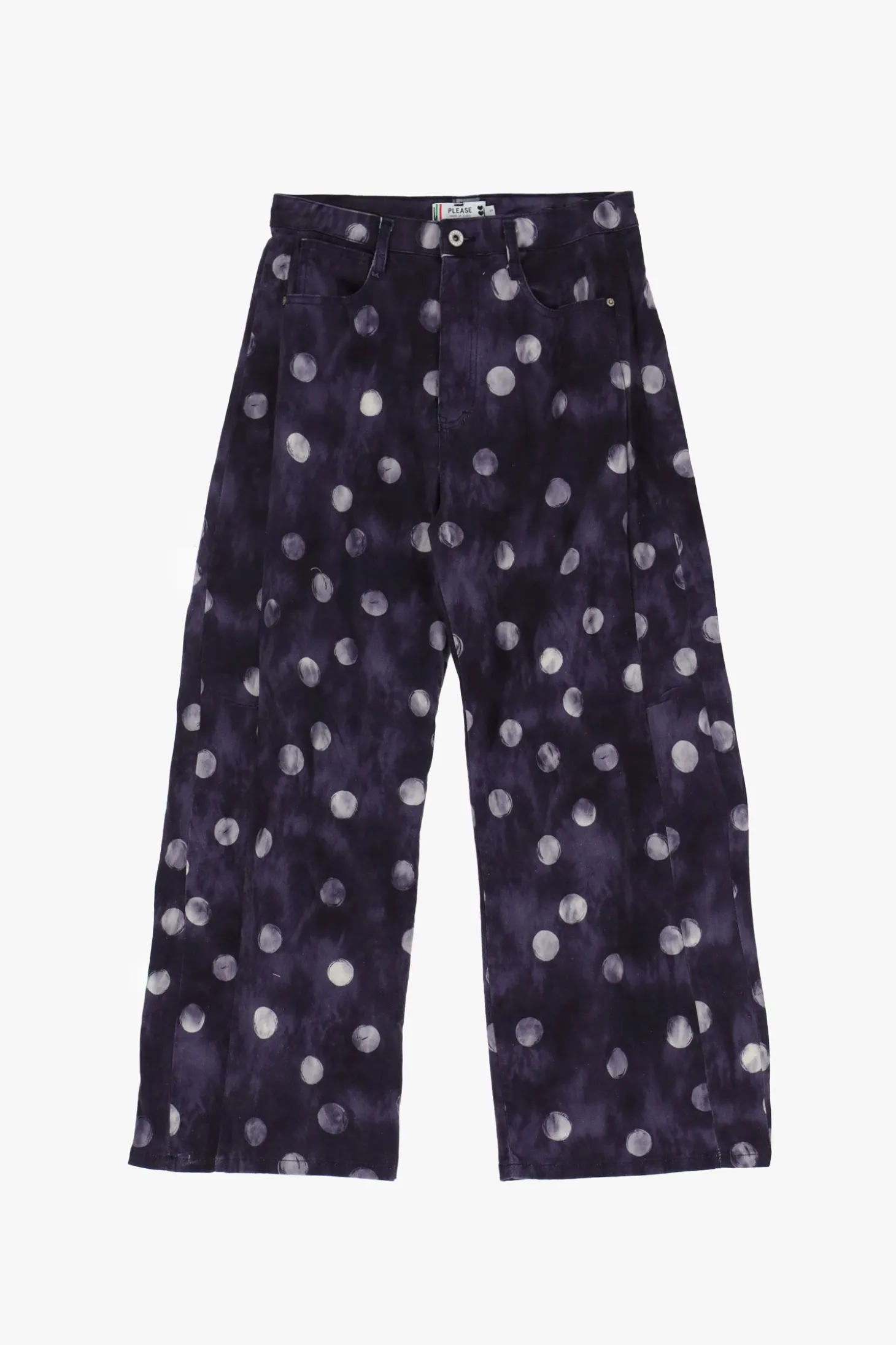 Pantaloni ampi con stampa pois