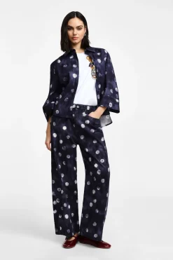 Pantaloni ampi con stampa pois
