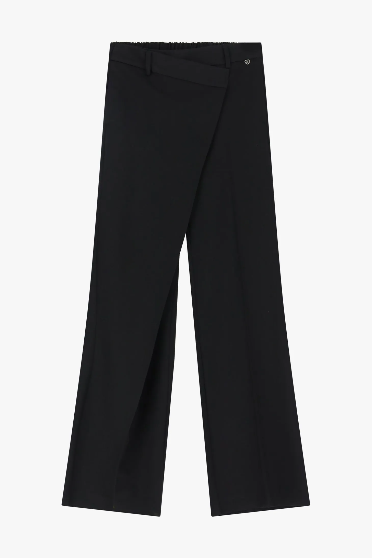 Pantaloni ampi vita alta con chiusura asimmetrica