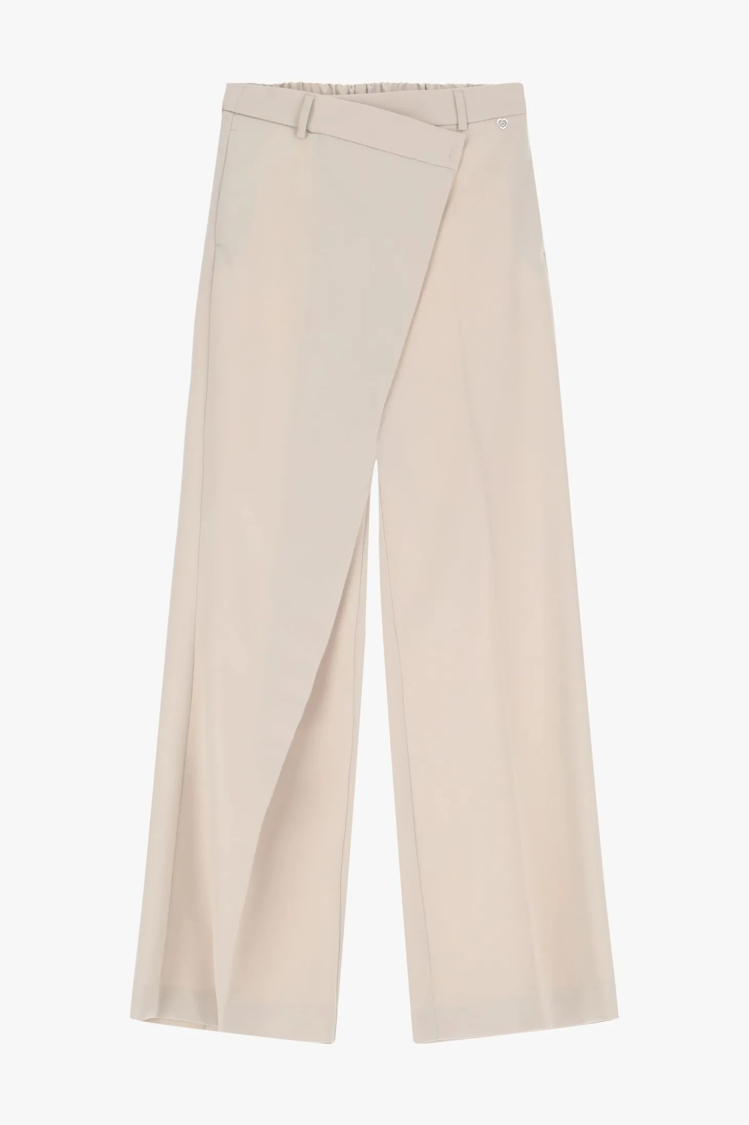 Pantaloni ampi vita alta con chiusura asimmetrica