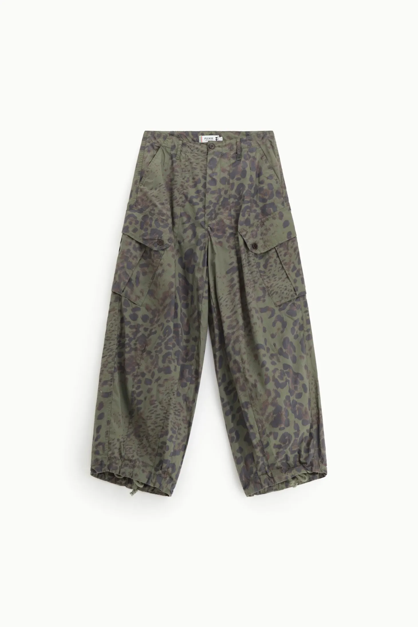 Pantaloni cargo animalier con orlo regolabile