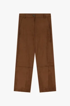 Pantaloni cropped a vita media effetto suede