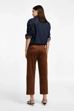 Pantaloni cropped a vita media effetto suede