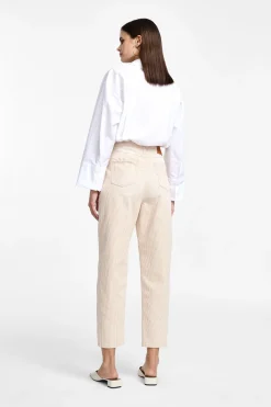 Pantaloni dritti con righe e dettagli strass