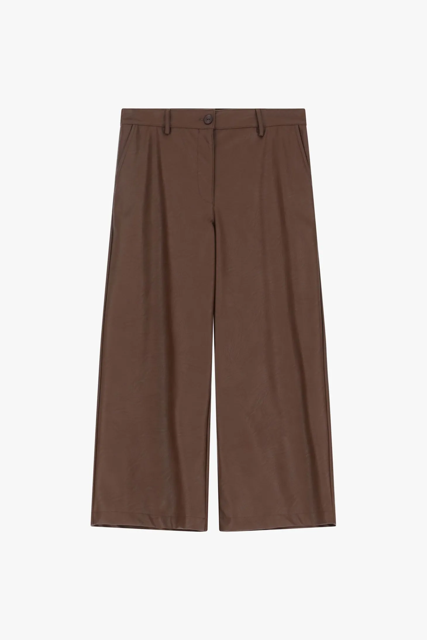 Pantaloni in similpelle a gamba larga dritta