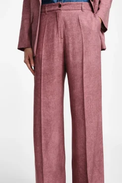 Pantaloni palazzo effetto suede a vita alta