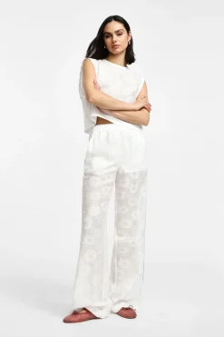 Pantaloni palazzo in pizzo con culotte