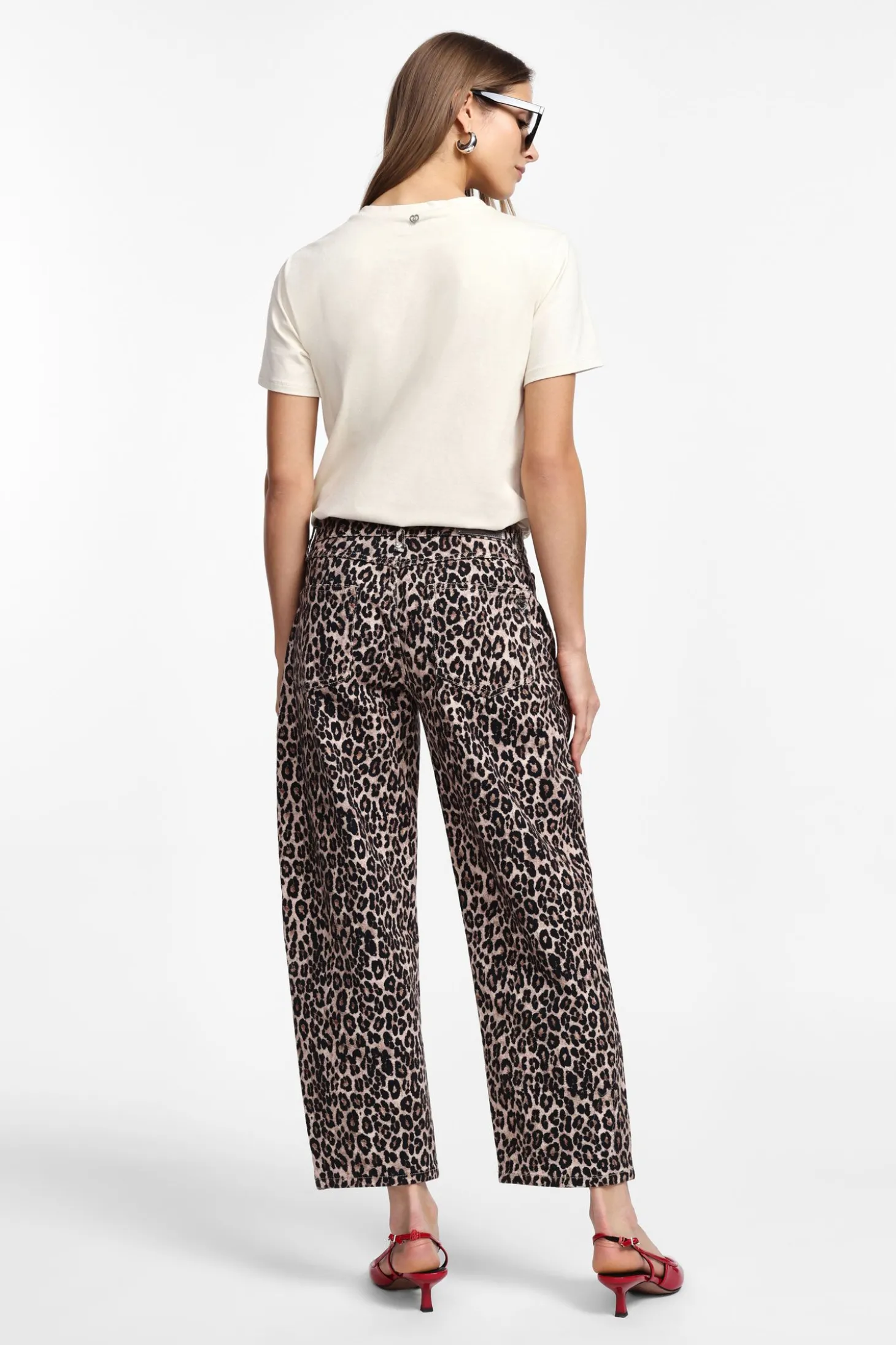 Pantaloni straight con stampa animalier