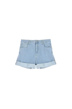 Shorts svasati in denim chiaro