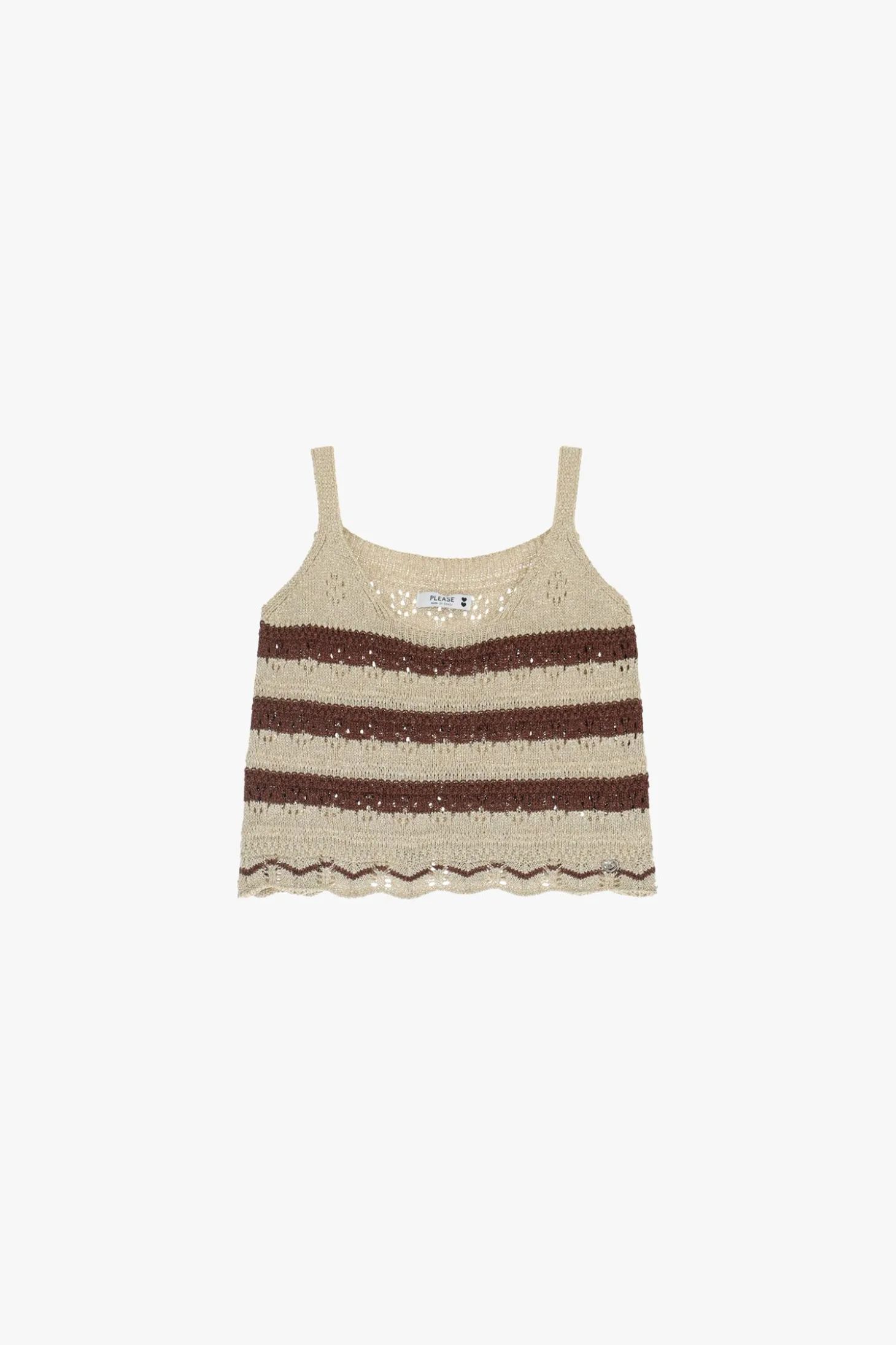 Top con spalline in maglia ricamata