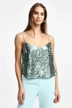 Top con spalline sottili e paillettes