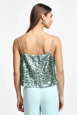 Top con spalline sottili e paillettes
